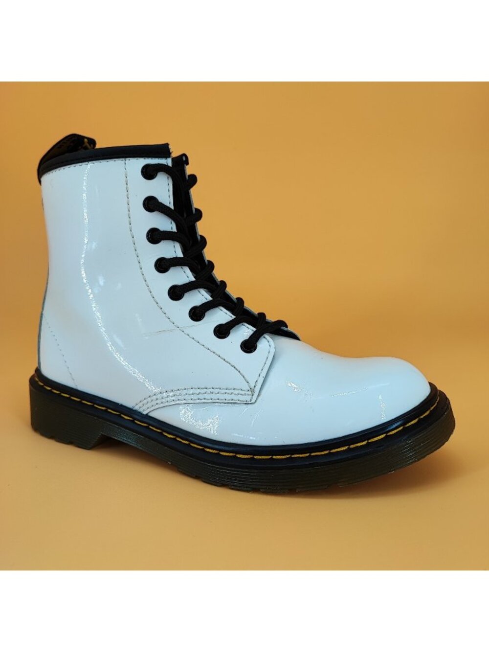 Dr. Martens 1460 J Youth Size 3 US Combat Boots Patent Leather White JY004